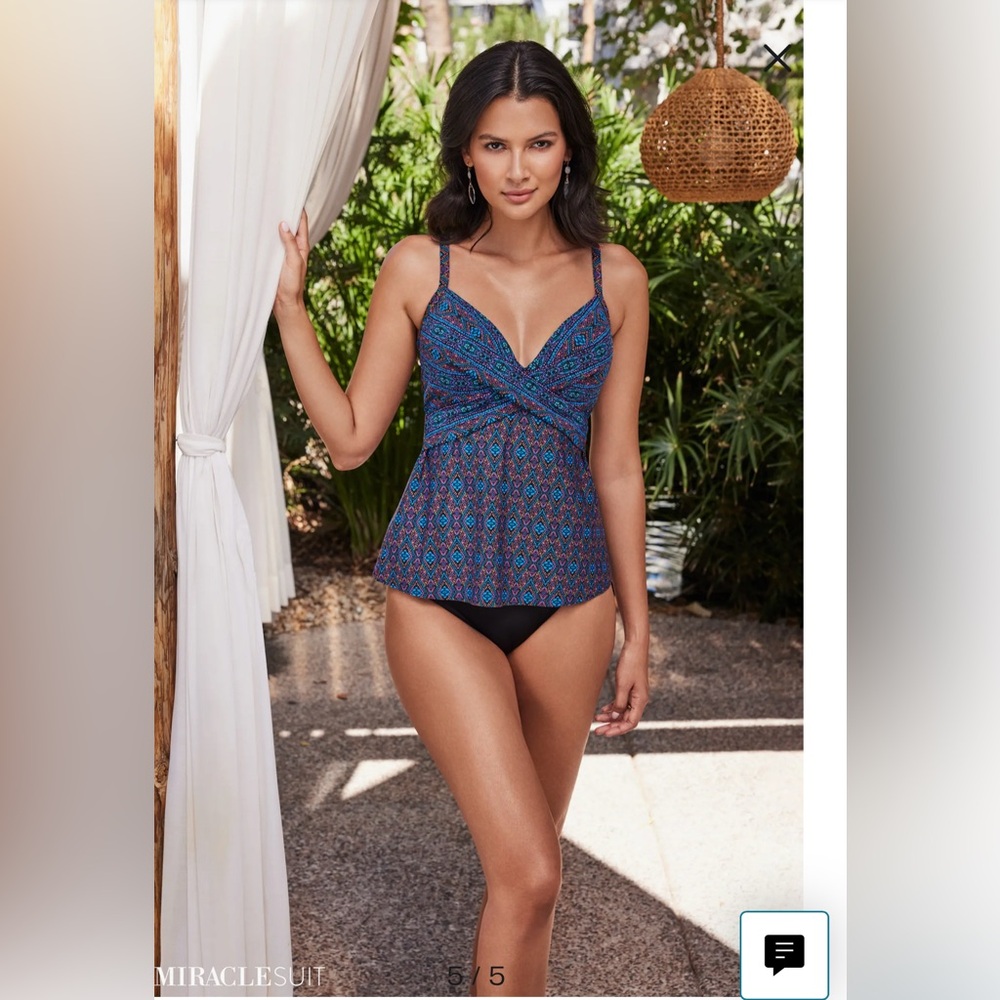 Miraclesuit Allura Tankini Top in Blue Multi